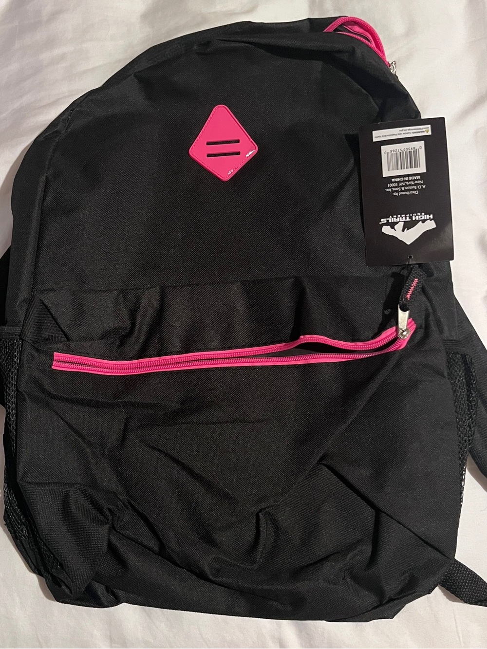 Black Backpack with Pink Trim